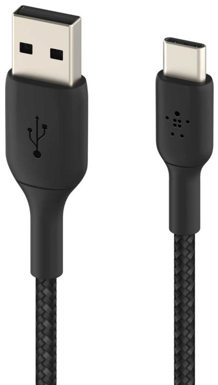 Large image of Belkin BoostCharge 6.6-Feet USB-C to USB-A Cable Braided in Black