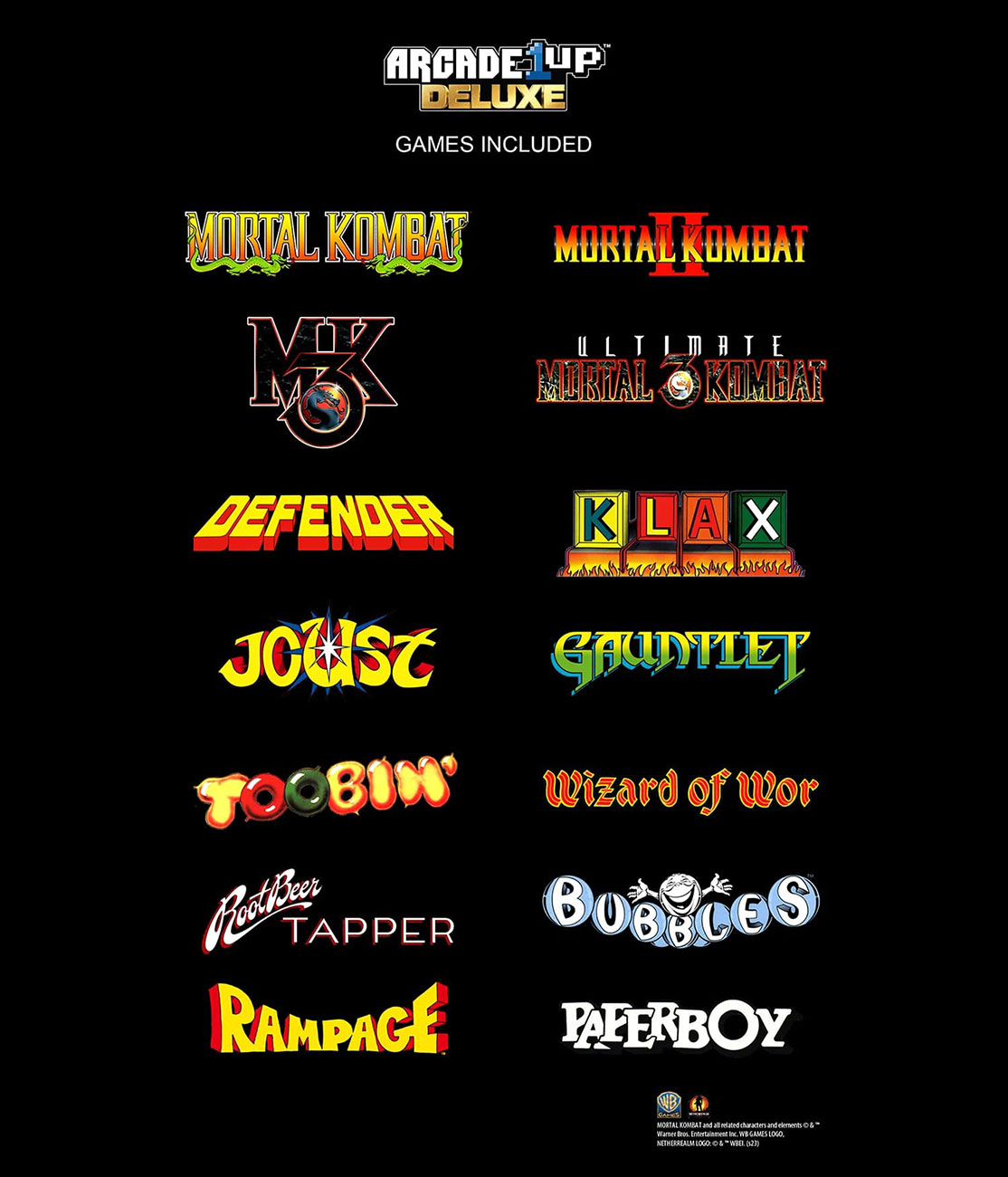 Mortal Kombat II Deluxe Arcade Machine List of Games Detail