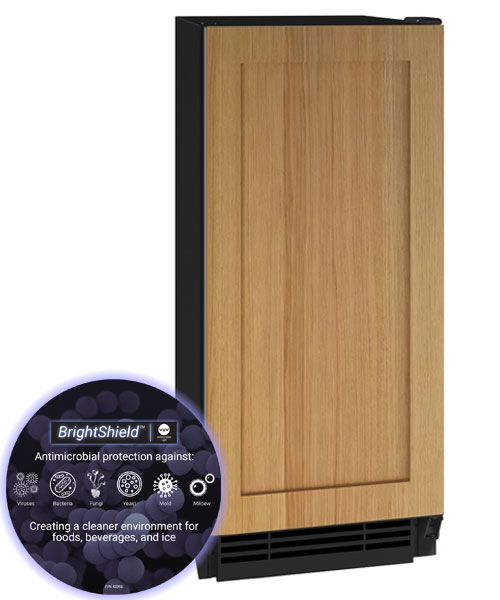 U-Line 1 Class 15" Integrated Solid Clear Ice Machine With Factory-Installed Drain Pump &amp; BrightShield Lighting - UHCP115-IS81A