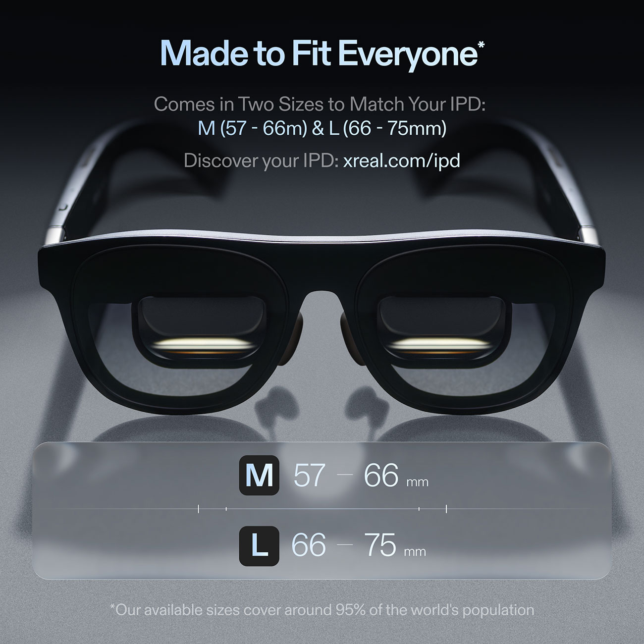 Infographic View of XREAL AR Glasses Sizes