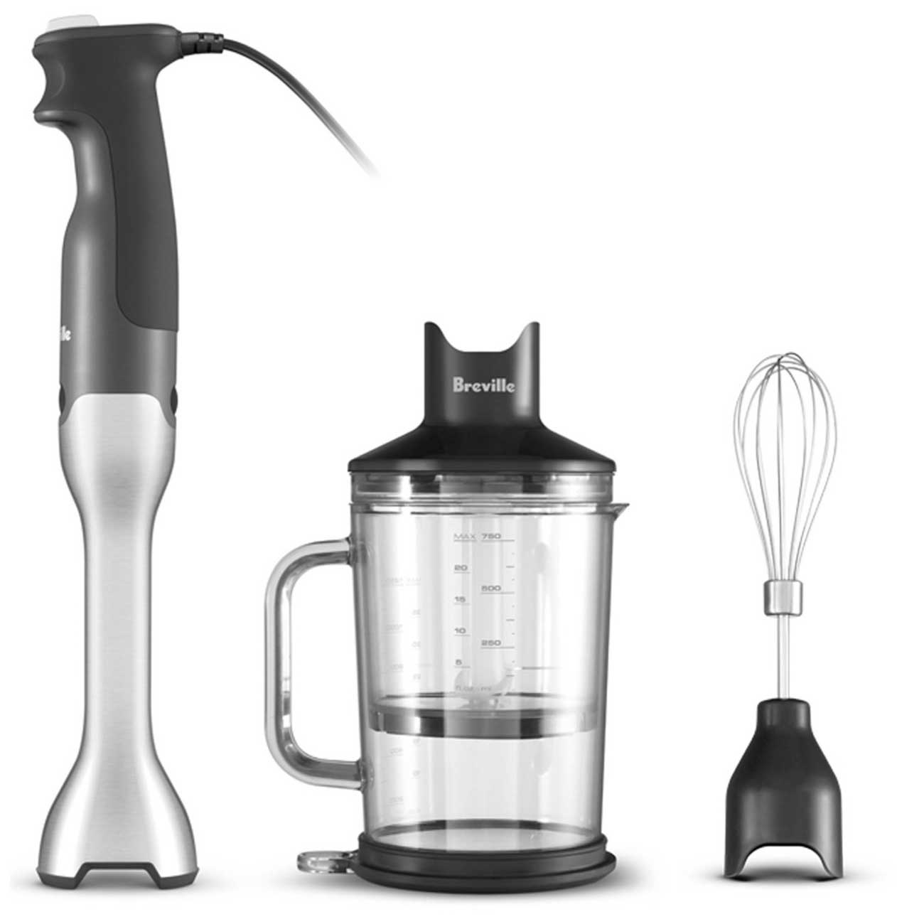 Front view of Breville the Control Grip Immersion Blender w/Accessories