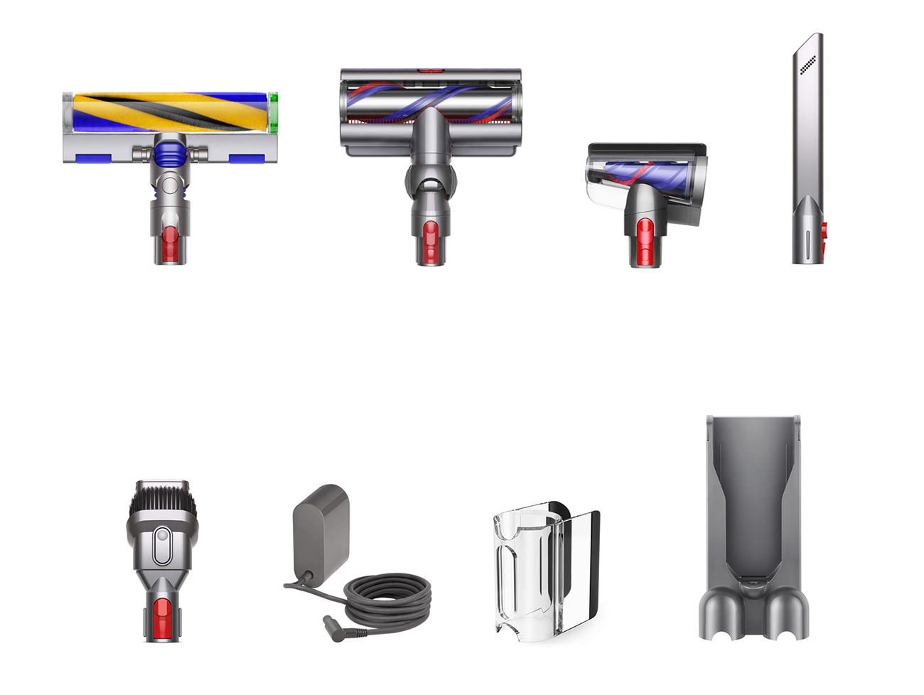 Attachments and Parts Included with a Dyson V15 Cordless Handheld Vacuum
