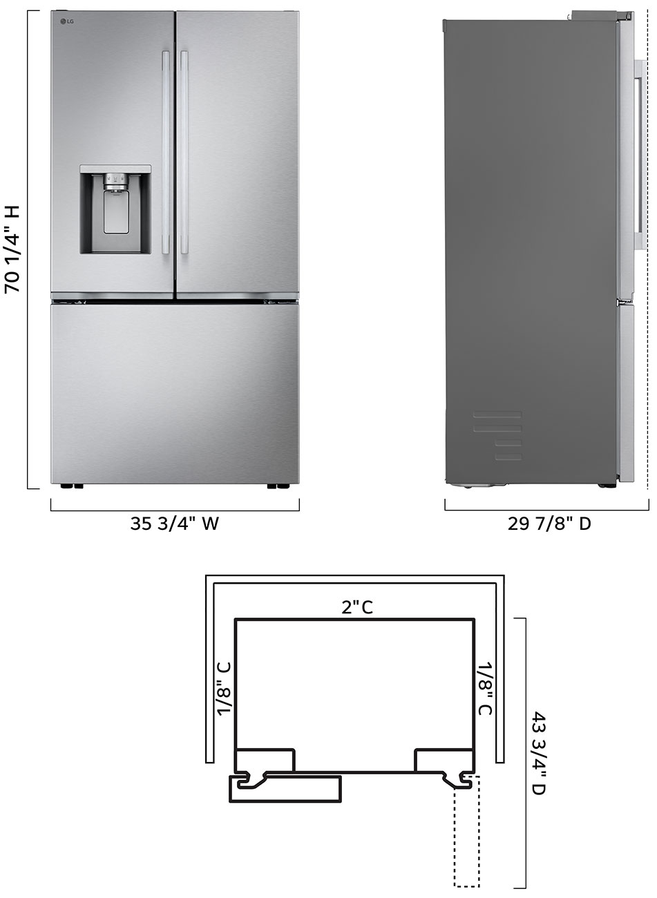 Alternate view of LG 23.7 Cu. Ft. 3-Door French Door Refrigerator 36-Inch Wide ADA in PrintProof Stainless Steel - LF24Z6530S