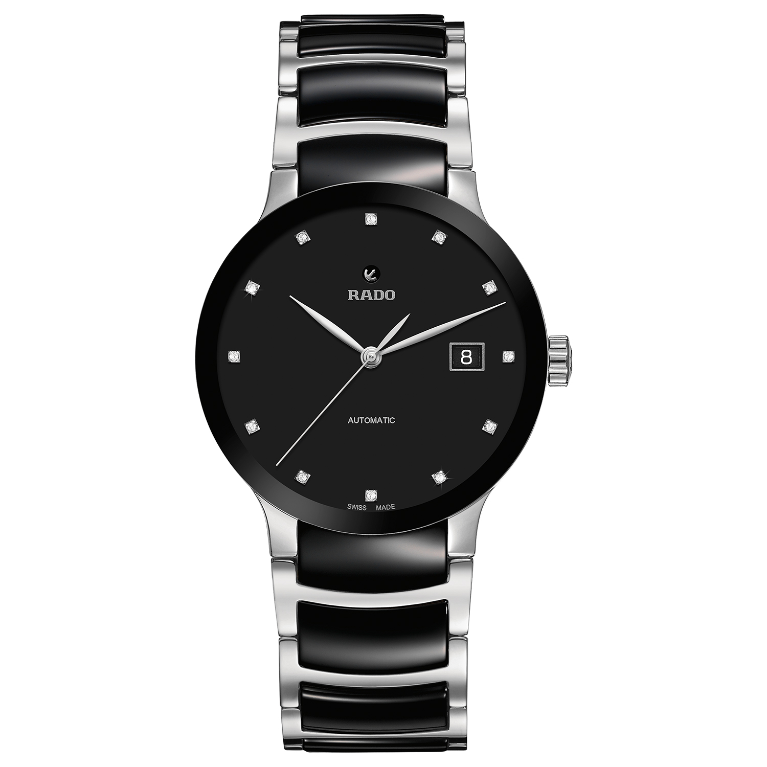 Rado Centrix Automatic Diamonds Black Dial Two-Tone Stainless Steel Watch, 38mm - R30941752