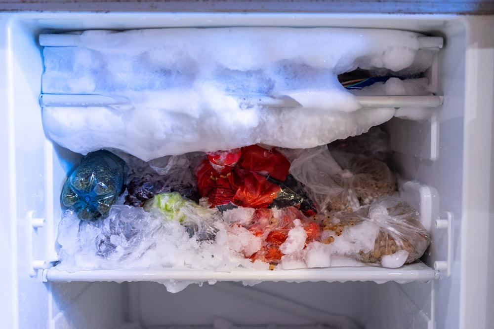 Inside of a refrigerator before defrosting