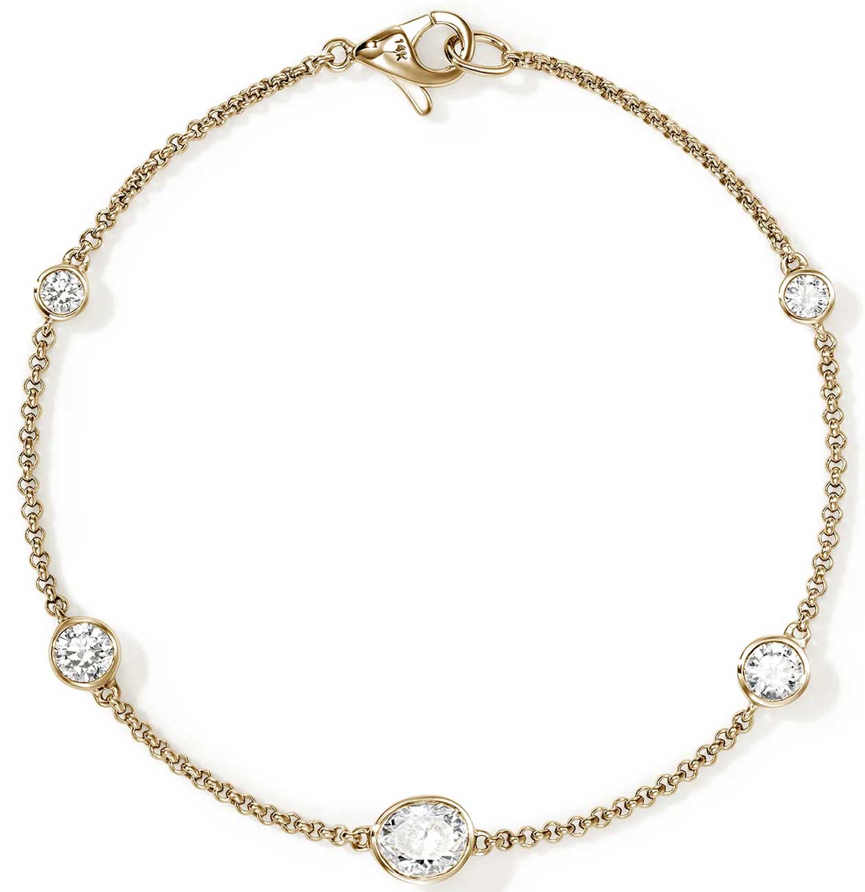 John Hardy JH Lovestruck Station Bracelet - Size Medium - with Diamonds in 14K Yellow Gold - BUGGX43019LGDXUM