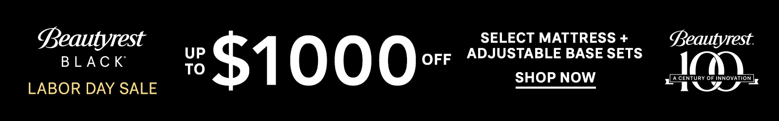 Up to $1000 off select mattress and adjustable base sets