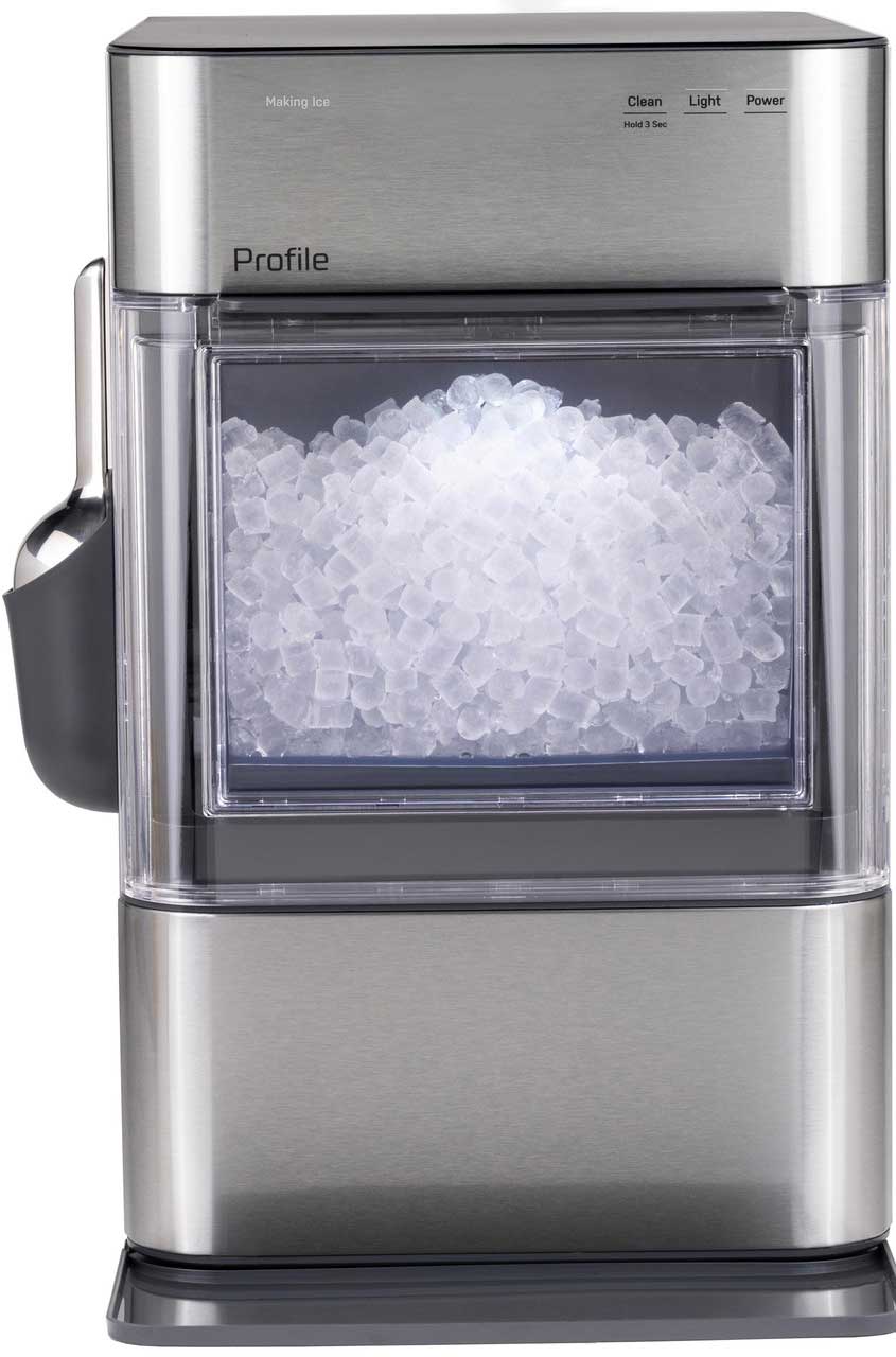 Main Front View of GE Profile Ice Maker in Stainless Steel
