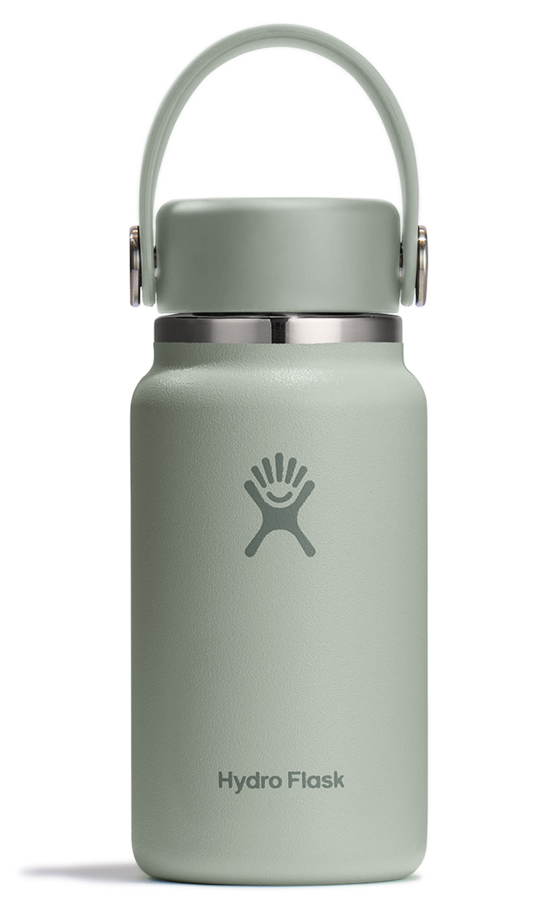 Front view of Hydro Flask Micro Hydro Mini 6.7 Oz Water Bottle in Agave
