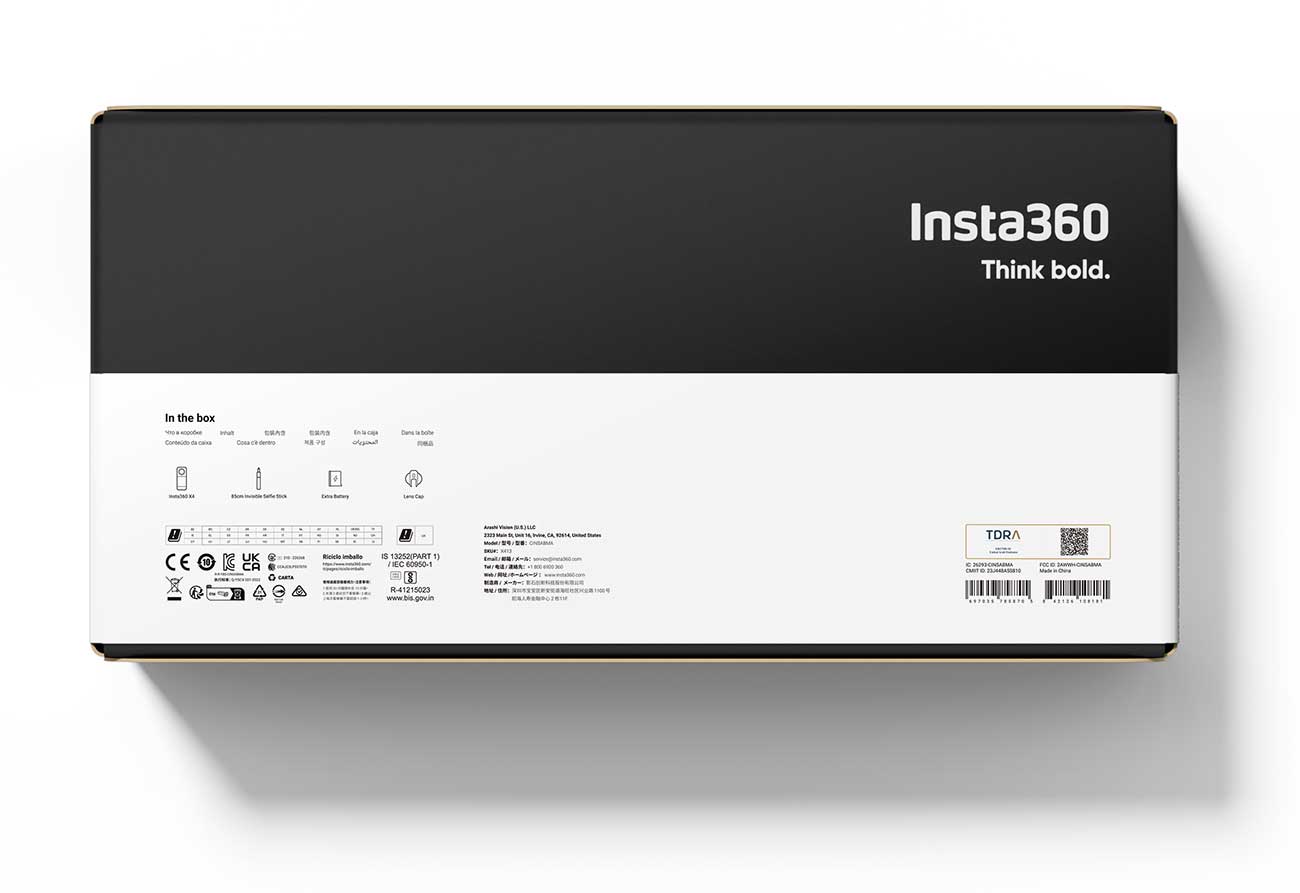 Rear view of Insta360 Travel Bundle Packaging