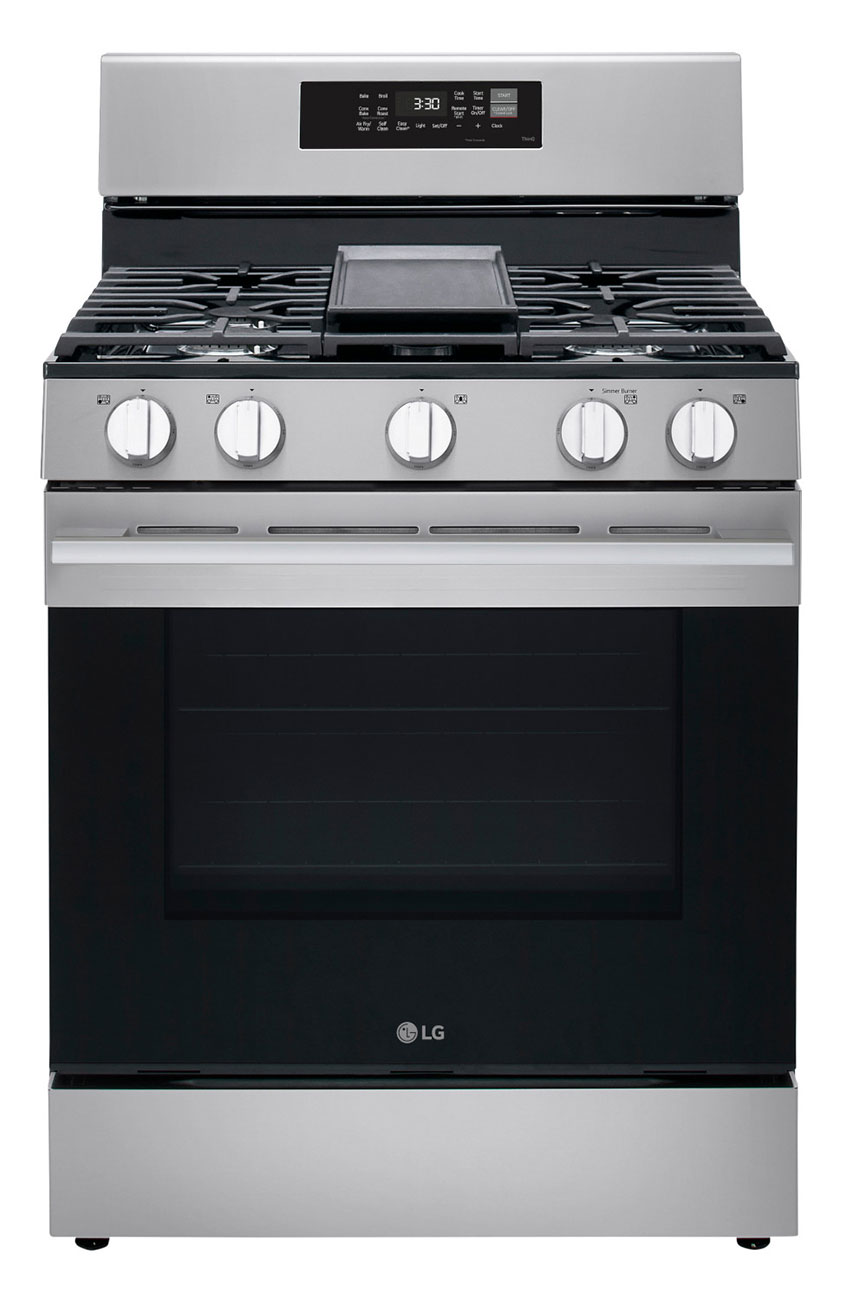 Front View of LG Gas Range in Stainless Steel