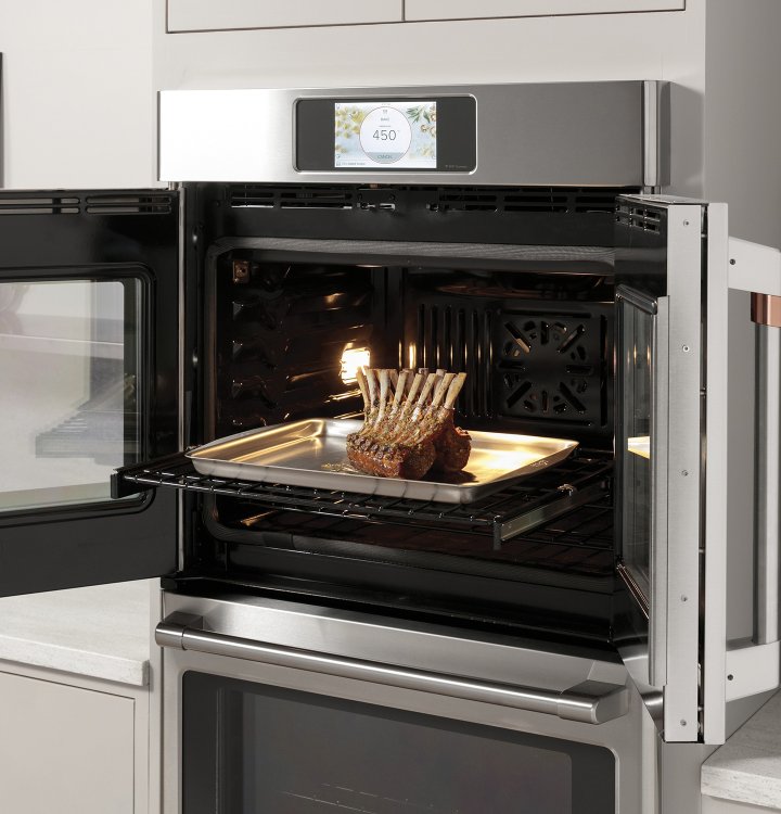 Large image of Cafe Professional Series 30" Stainless Steel Smart Built-In French-Door Single Wall Oven