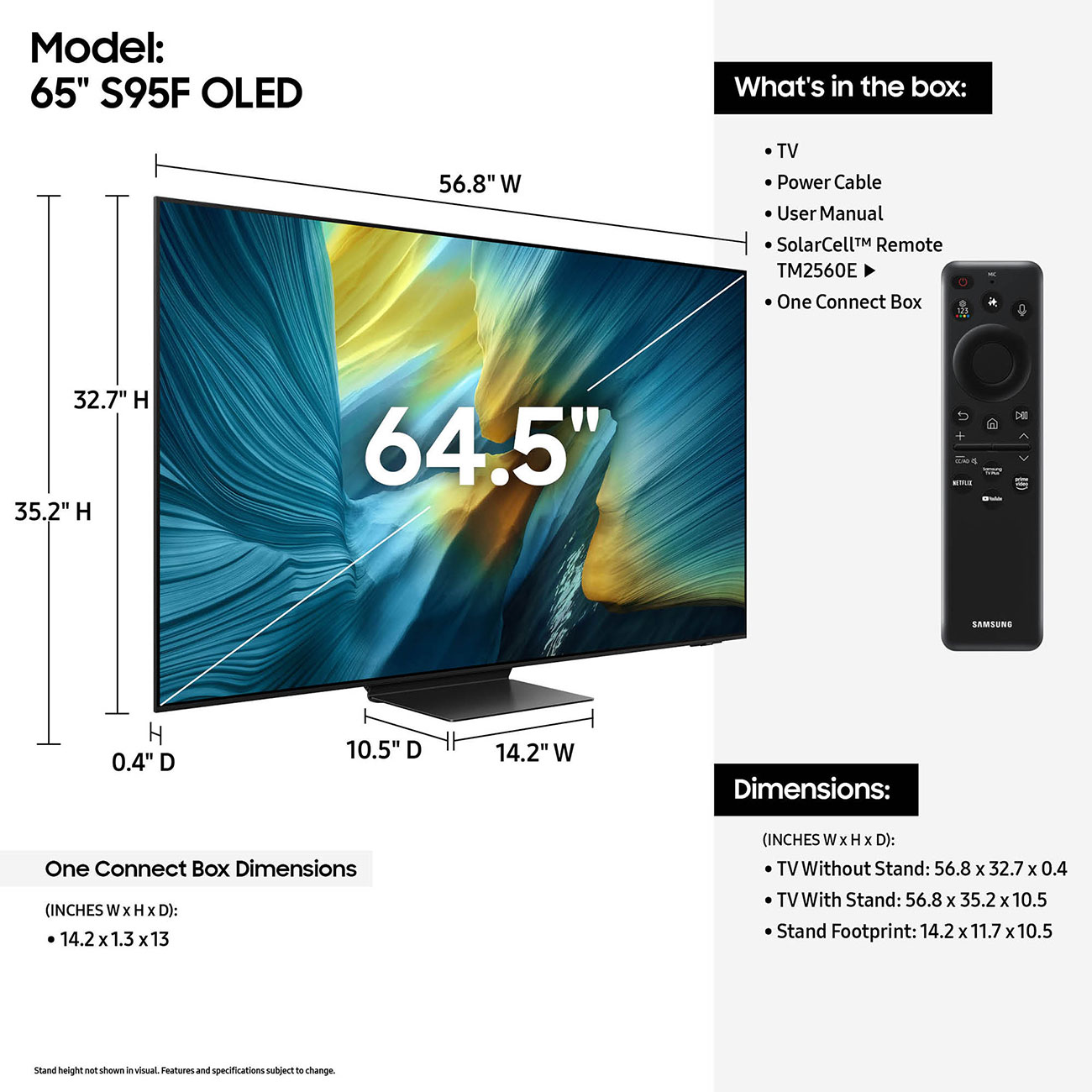 Front View of Samsung OLED 4K TV Dimensions 