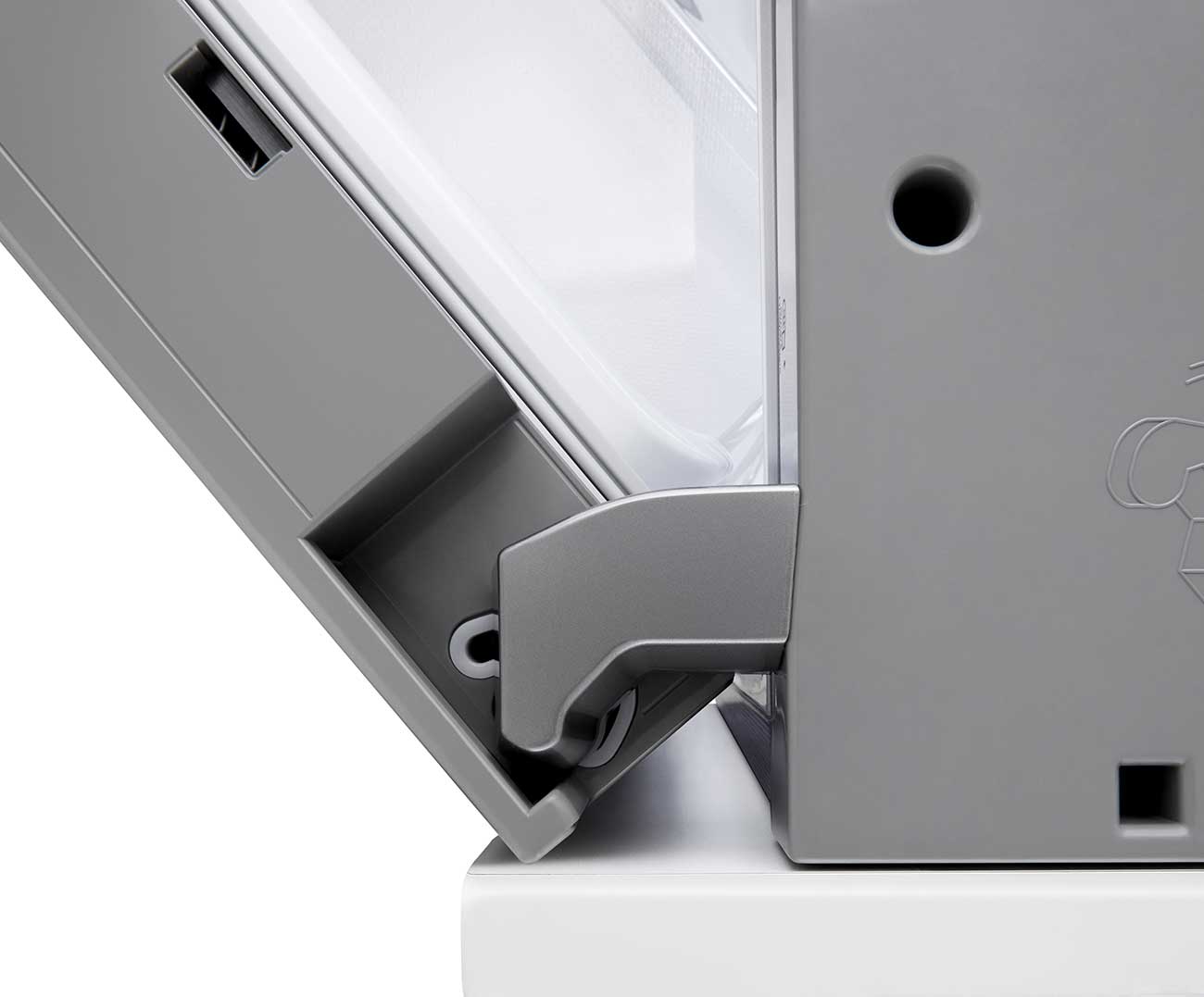 Zero-Door Hinge view of LG French Door Refrigerator