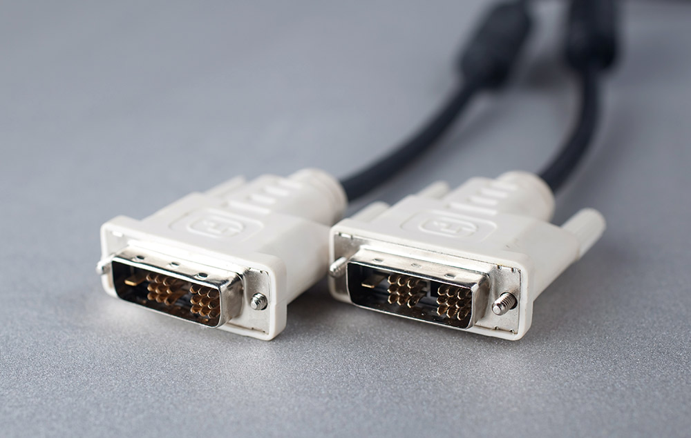 DVI cable showing two connector ends