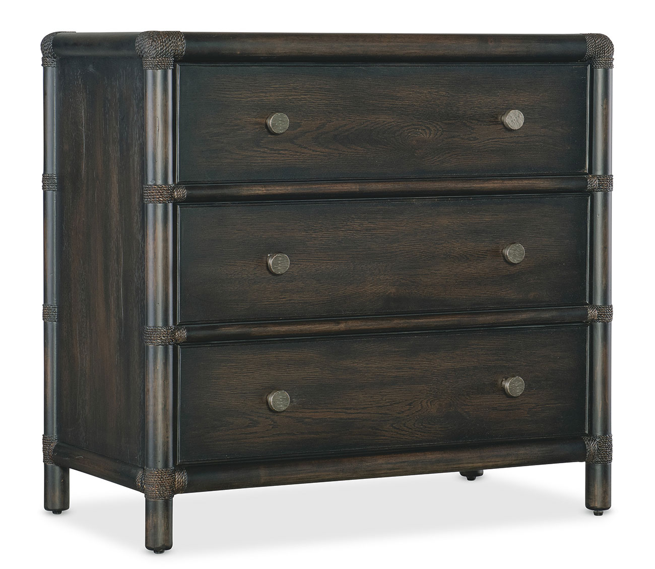 Hooker Furniture Bedroom Retreat Pole Rattan Nightstand in Black Sand