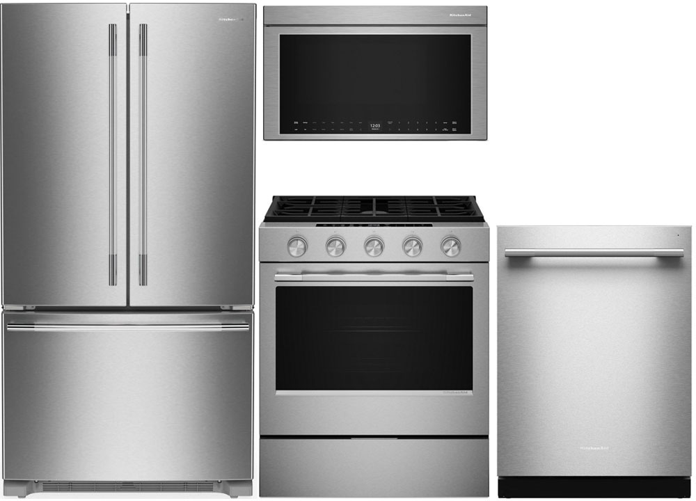 Front View of Kitchenaid Appliance Package in Stainless Steel
