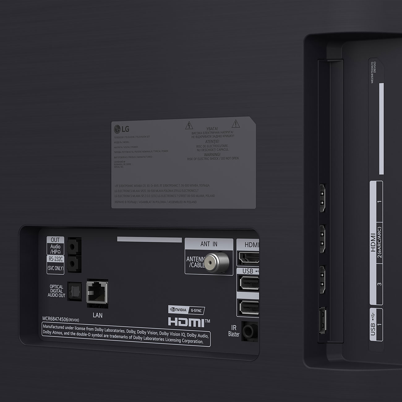 Rear View of LG OLED 4K Smart TV Ports 