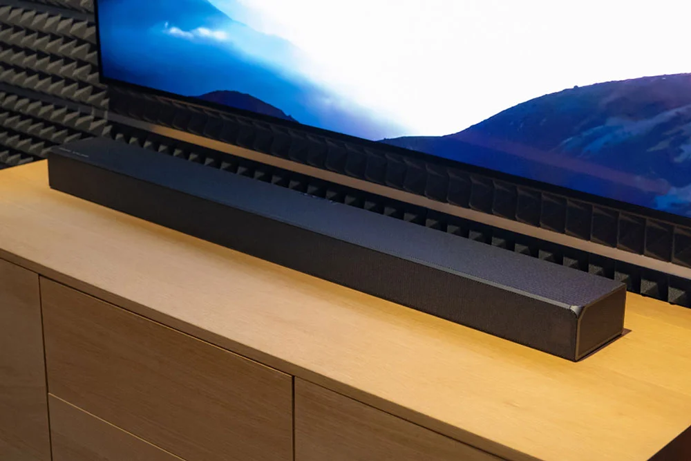 Soundbar on a TV stand