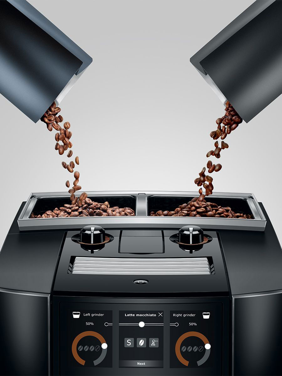 Cups Pouring Coffee Into Coffee and Espresso Machine