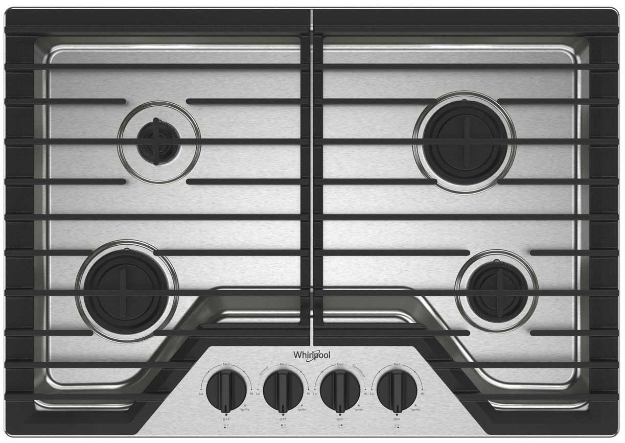 Main Front view of Whirlpool Gas Cooktop in Stainless Steel
