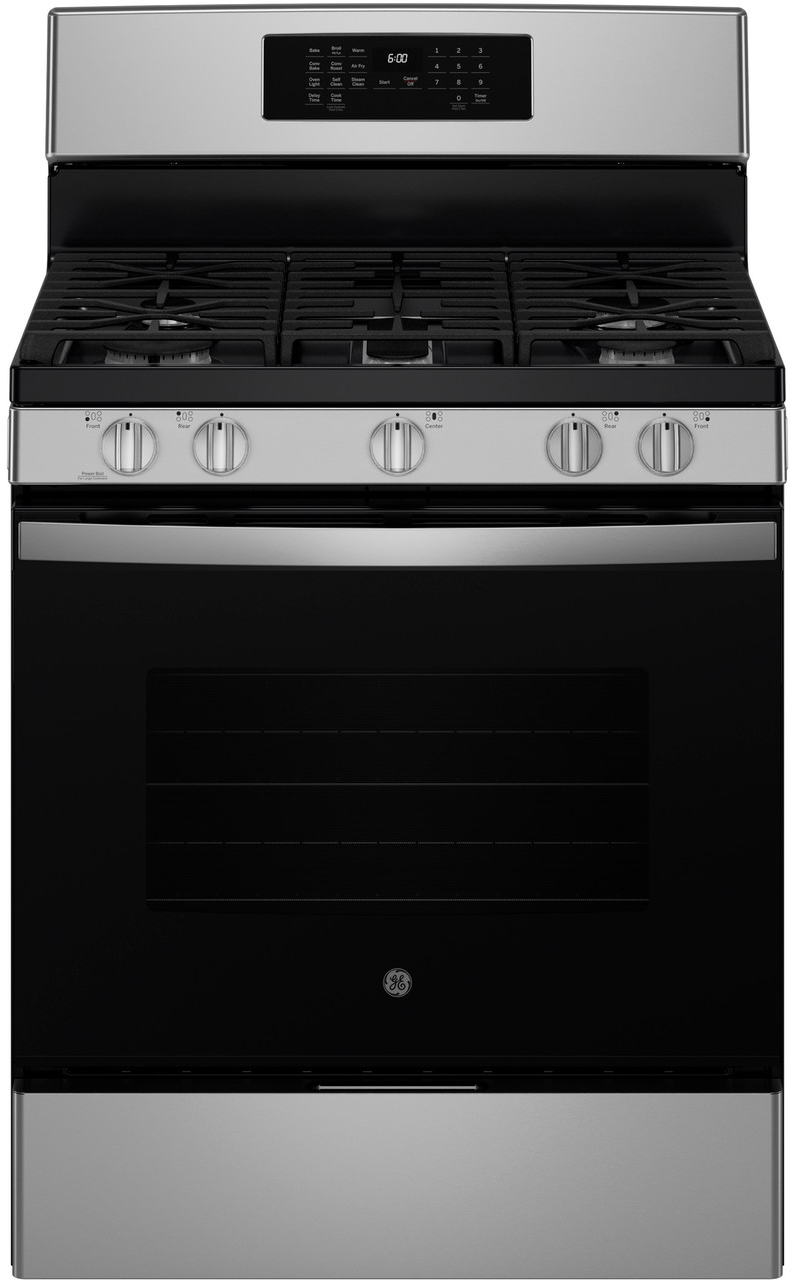 GE Free-Standing Gas Convection Range with No Preheat Air Fry 30-Inch in Stainless Steel - JGB670SZSS