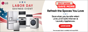Save when you bundle select LG & LG STUDIO kitchen and laundry appliances