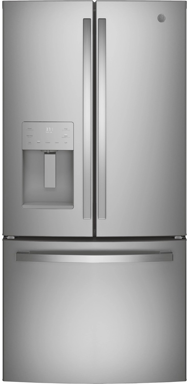 GE 17.5 Cu. Ft. Counter-Depth French-Door Refrigerator 33-Inch Wide ADA in Fingerprint Resistant...