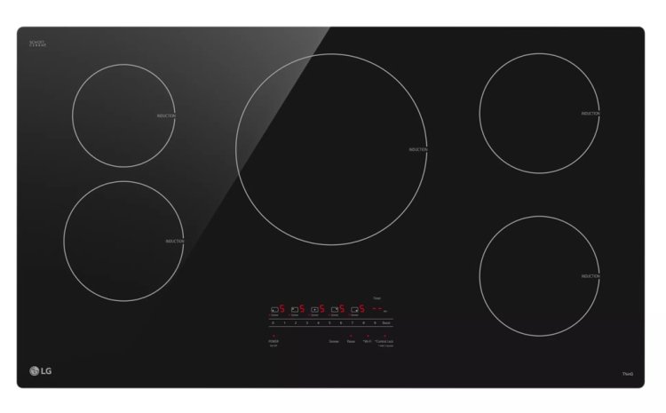 Large image of LG Cooktop Smart Induction With Ultra Heat 4.3kW Element 36-Inch In Black Glass