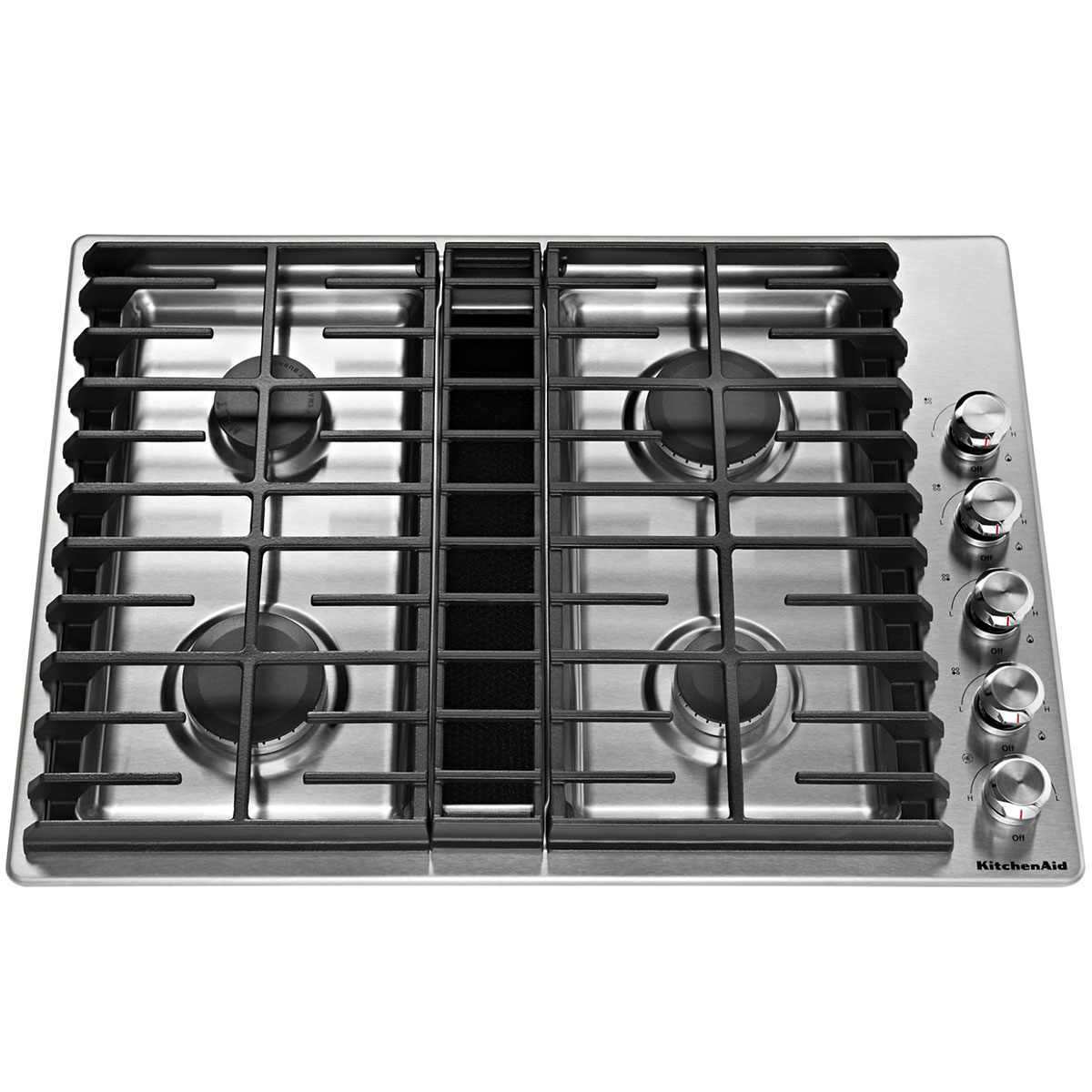 Front of cooktop in Stainless Steel.