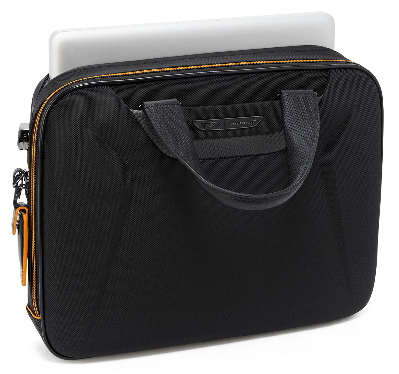 Laptop in TUMI McLaren Axle Slim Brief's compartment