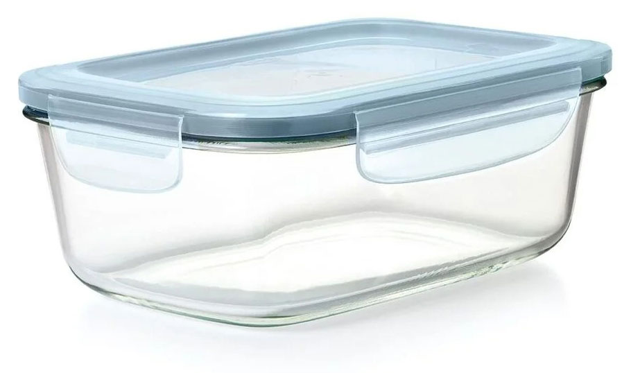 Angled View of OXO 8 Cup Rectangle Container in Clear Glass