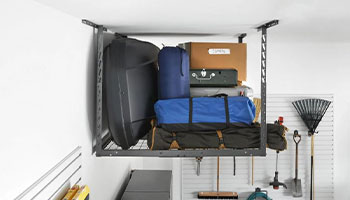 Garage storage mounted on the ceiling