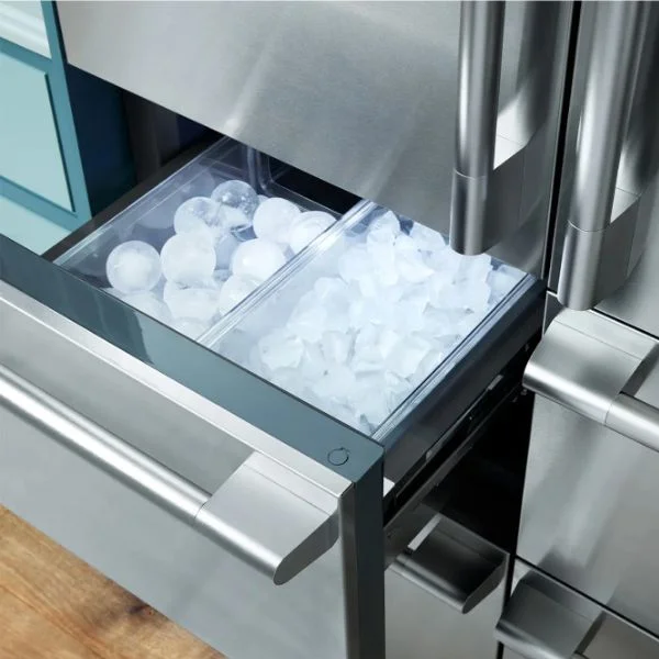 Craft ice and standard ice cubes.