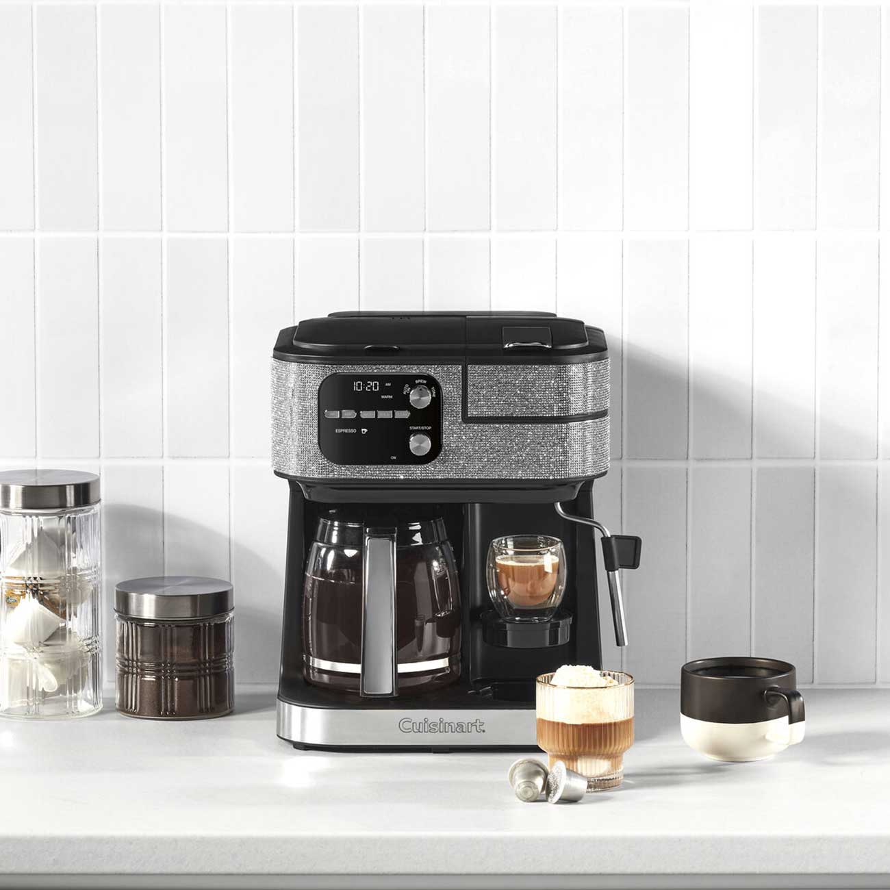 Front View of Cuisinart Coffee Maker on Counter with Food