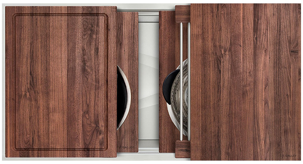 Aerial view of Workstation 3S in American Black Walnut.