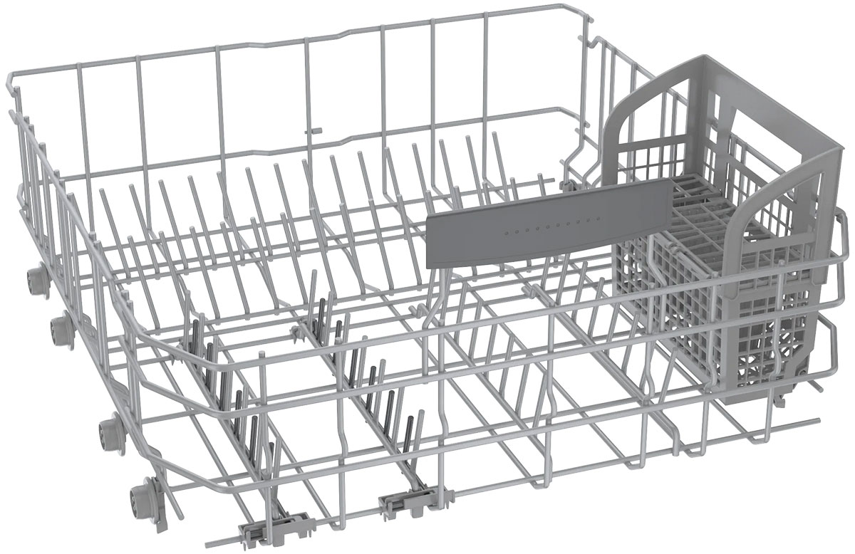 Angle view of empty bottom rack.