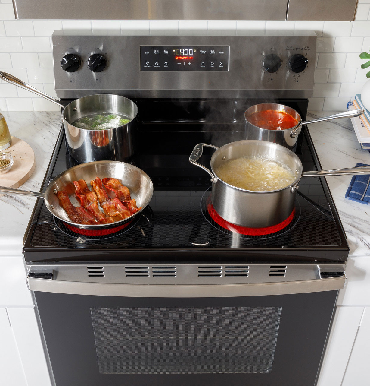 Full Cooktop View of GE Electric Range