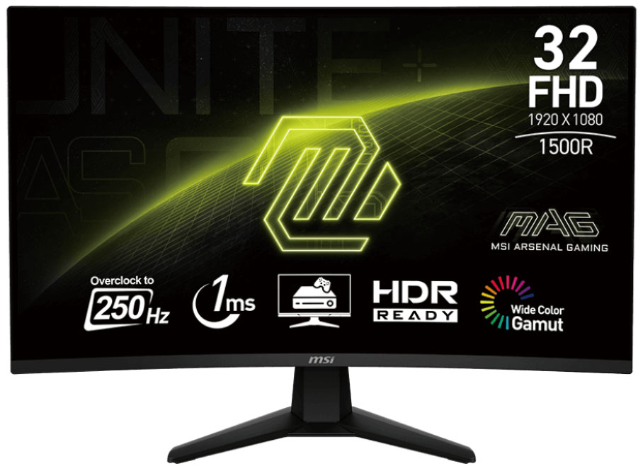Front View Of The MSI MAG 32C6X Curved Computer Monitor 32-Inch In Black Finish