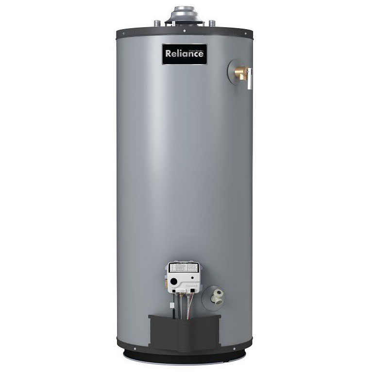 Front View of Reliance 40-Gallon Water Heater