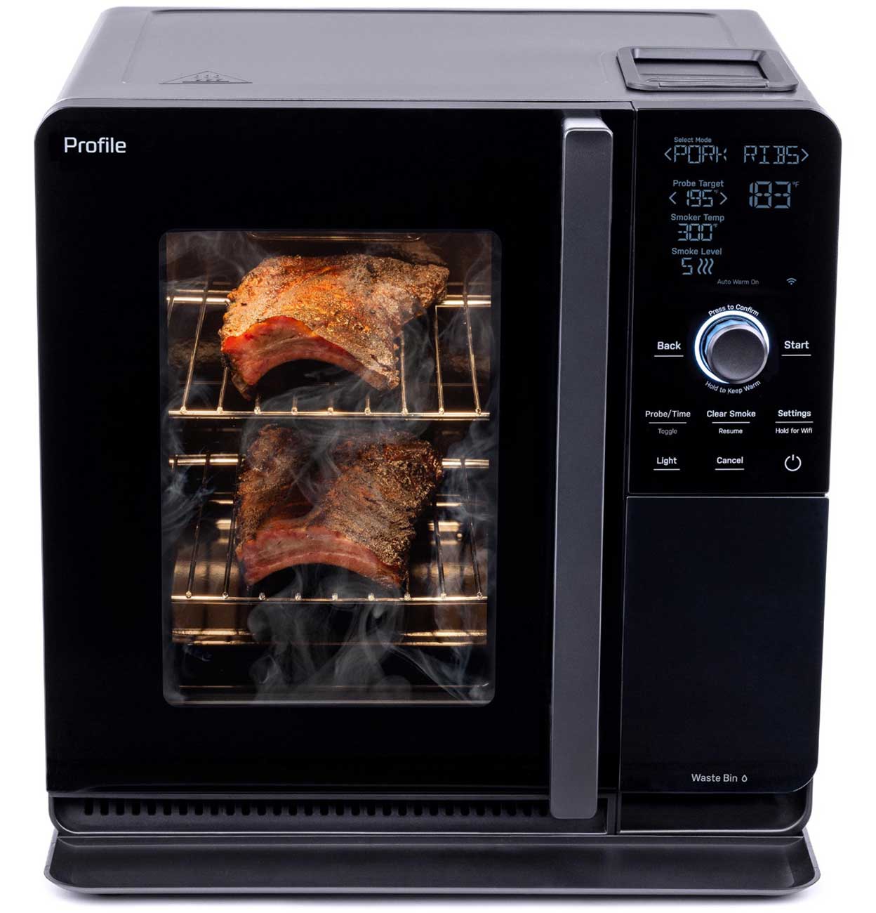 Front view in Smart Indoor Smoker (Smoke/Ribs)