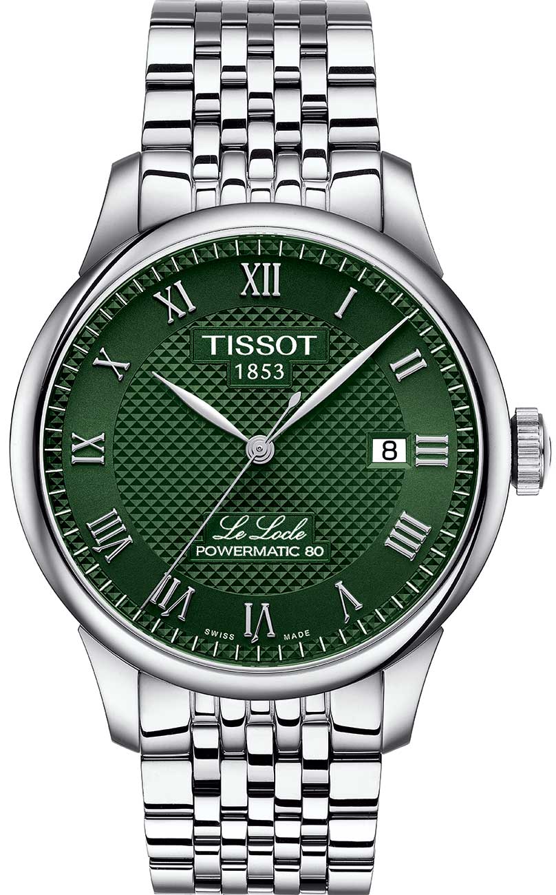 Tissot Le Locle Powermatic 80 Watch 39.3mm with Green Dial - T0064071109300