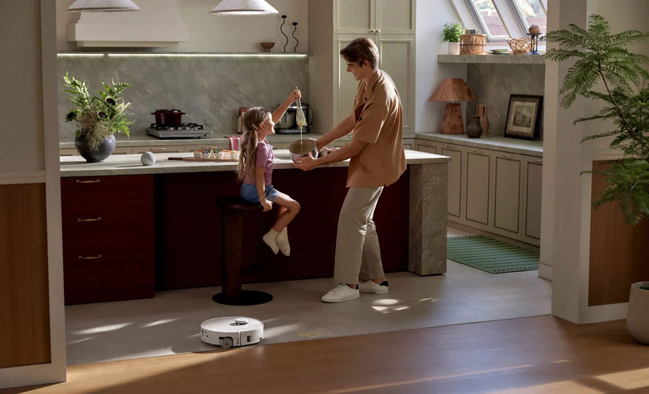 View of Roborock Robot Vacuum cleaning cooking spill