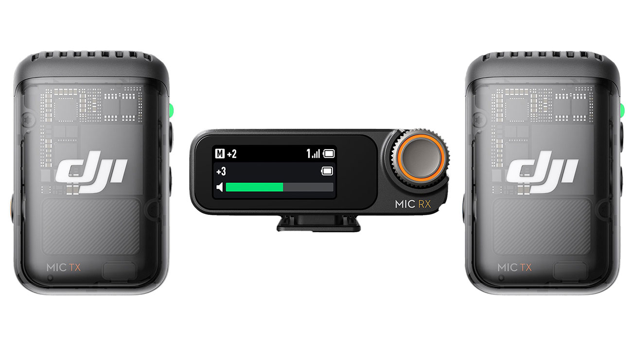 Top View of DJI Mic Transmitters and Receiver