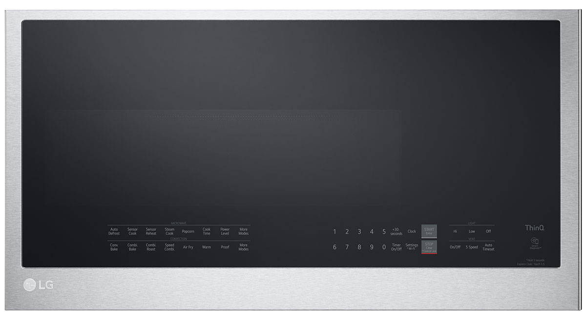Front of microwave in PrintProof Stainless Steel.