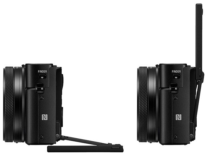 Left side of camera with touchscreen pulled out.