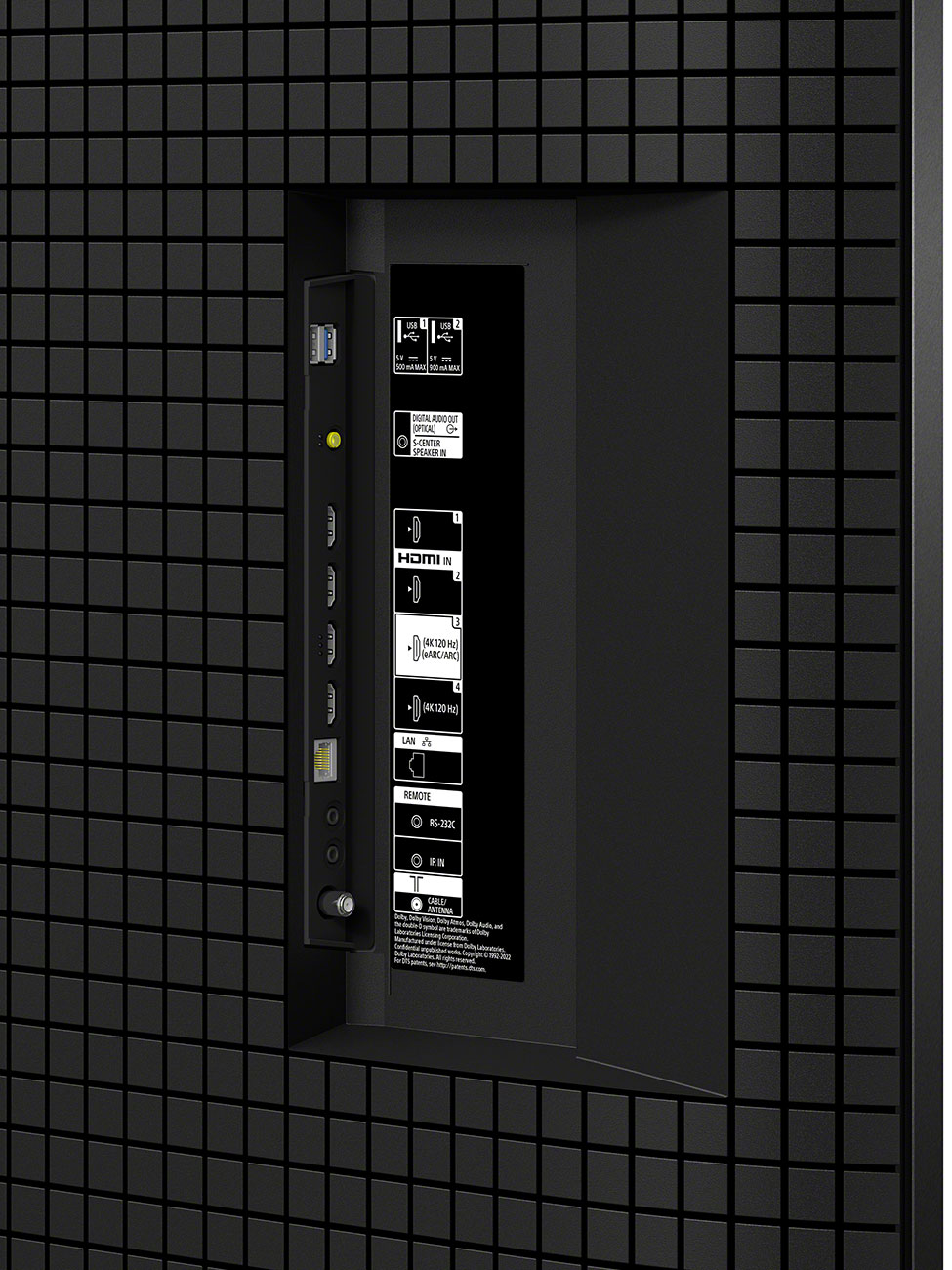 Side View of Sony Bravia 7 4K MiniLED TV Ports
