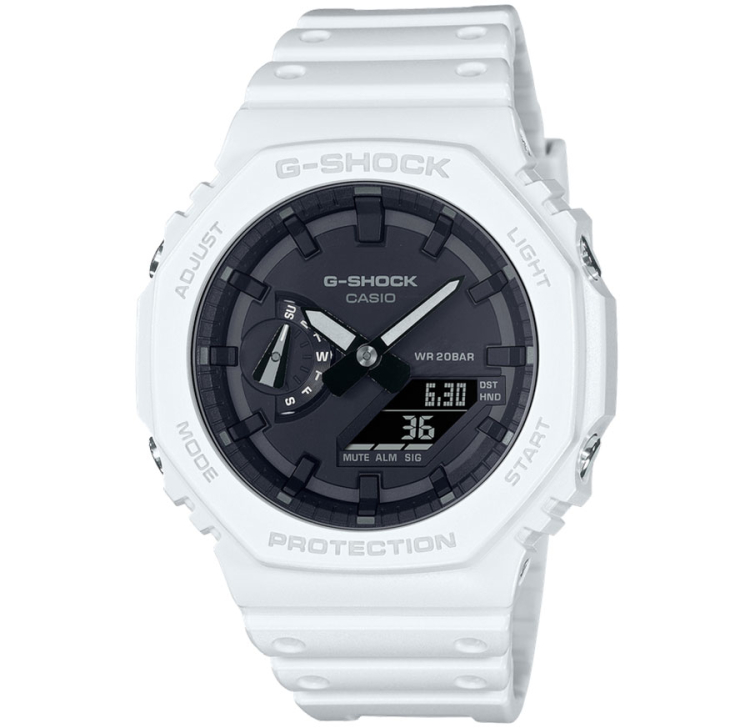G-Shock Analog-Digital White Carbon Core Watch GA2100-7A display picture 1
