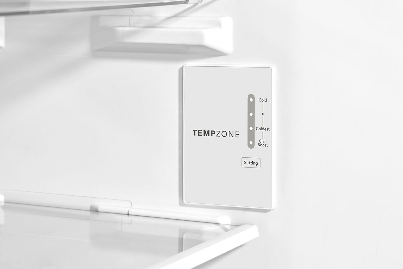 View of temperature control on Frigidaire Top Freezer Refrigerator