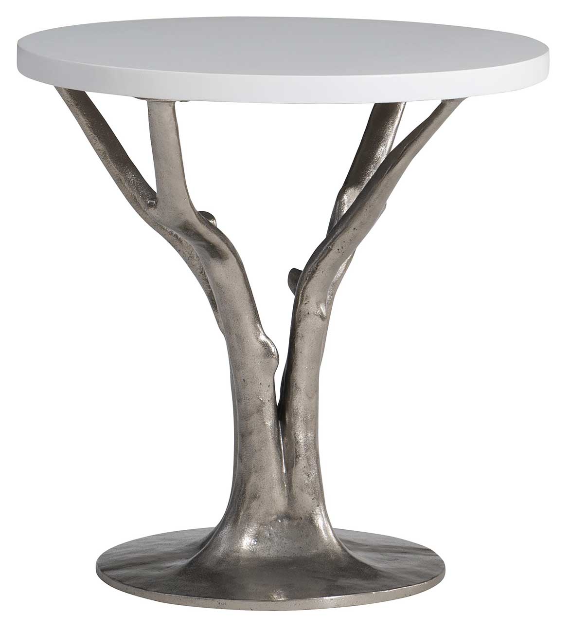 Bernhardt Cyprus Outdoor Side Table in Bone|Shiny Nickel